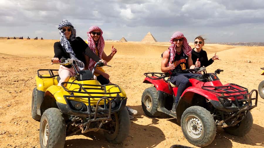 Cairo: Private Quad Bike Desert Tour with Pyramids & Sunset - Quad Bike Thrills With the Pyramids as Your Backdrop