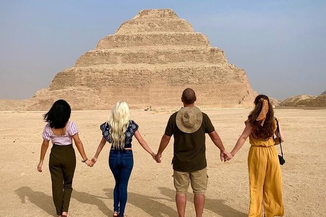 Day tour Giza Pyramids,Memphis & Sakkara Day Tour From Cairo - Stop 1: Giza Pyramids, Great Sphinx, and Chephren’s Valley Temple