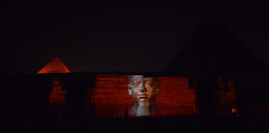 From Cairo: Giza Pyramids Tour with Light Show and Transfer - The Sound and Light show: Cheops, Chefren, Mykerinus, and the Sphinx