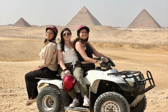 Giza Pyramid tour with ATV,Camel,Lunch,shopping,Dinner Show - Quad biking for 60 minutes in the desert, plus a camel ride break