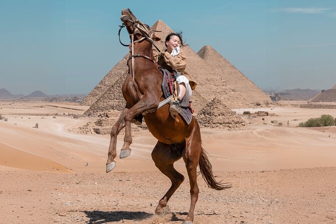 Giza Pyramids Photoshoot with Jumping Horse, Camel and Sphinx - Stop 1: Great Pyramid of Khufu (Khufu) from multiple angles