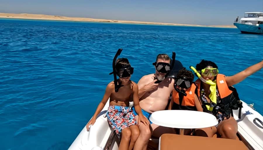 Hurghada: 3-Island Speedboat, Dolphin Watching & Snorkeling - Magawish Island: quiet beach time with big photo potential