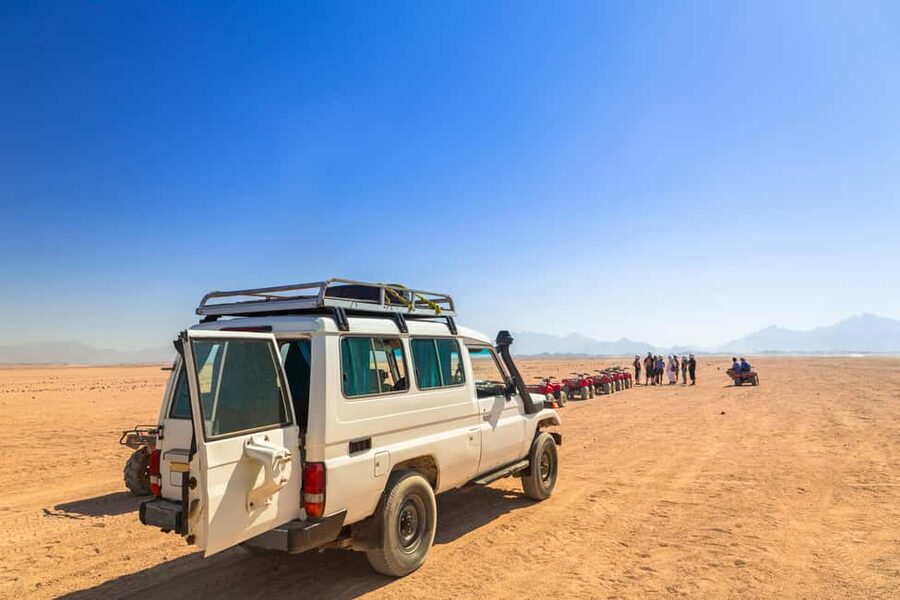Hurghada: ATV Quad, Jeep and Buggy Safari with BBQ Dinner - Pickup and Ride to the Sahara: Comfort Before the Chaos