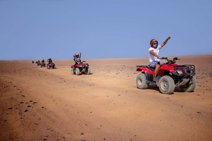 Hurghada: Sunset Quad Bike, Camel w/ Opt Stargazing and BBQ - The desert ride: dune views, photo pauses, and fast vs slower lines