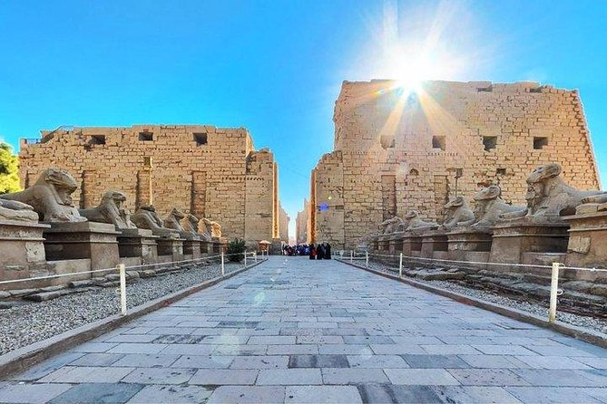 Luxor East and West Bank: Valley of the kings, Habu Temple,Karnak&Luxor Temples - Karnak Temple Complex: Amun, Mut, and Khonsu in massive scale