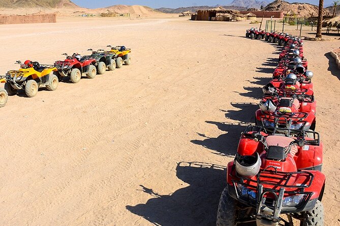 Makadi Bay: Sunset Quad & ATV Adventure & Seaview - At the quad base: safety briefing, helmet check, and a test drive
