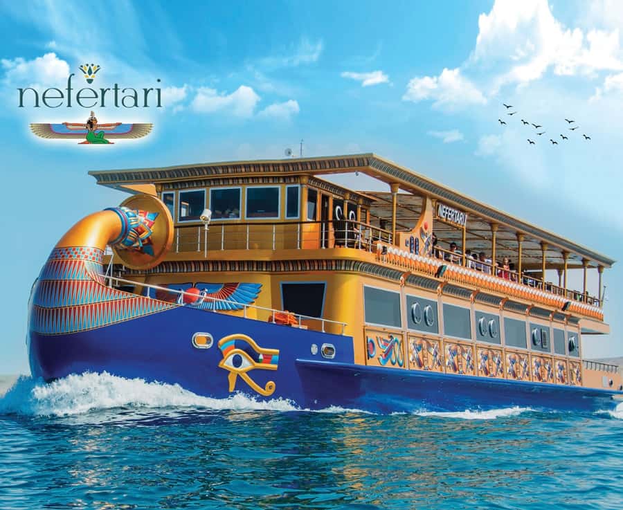 Marsa Alam: Nefertari Sunset/Morning Cruise & Snorkeling - Entering the Nefertari float: themed interiors that actually help the day
