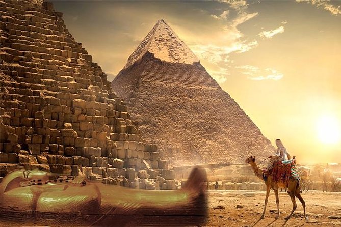 Private ViP all-inclusive Giza Pyramids,Sphinx,Inside Pyramid - First stop: the Pyramids zone, camel photos, and the “big picture” view