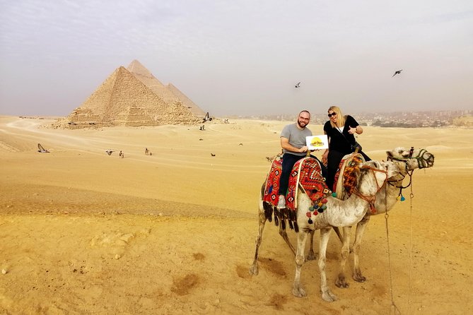 Pyramids of Giza, the Sphinx, the Egyptian Museum. - Giza plateau in focus: three pyramids, Khafre’s Valley Temple, and the Sphinx